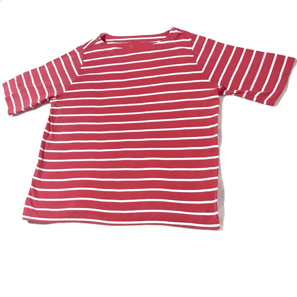 CJ Banks Coral White Stripe Women’s Blouse 1X